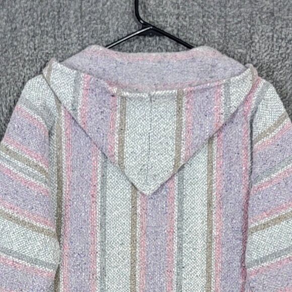 Artesanias Hoodie Womens Large Gray Pink Hooded Sweater Surfer Skater Drug Rug - Picture 8 of 9